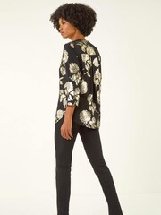 Roman Metallic Floral Foil Print Shirt - Image 3 of 5