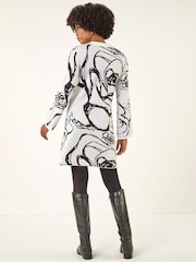 Blanco - Roman Floral Abstract Knit Dress - Imagen 3 de 5