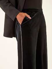 Roman Black Velvet Diamante Side Trim Trousers - Image 5 of 5