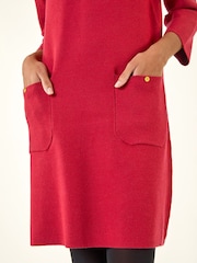 Roman Red Patch Pocket Knit Dress - Image 5 of 5