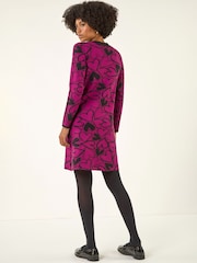 Roman Purple Jacquard Heart Knit Dress - Image 3 of 5