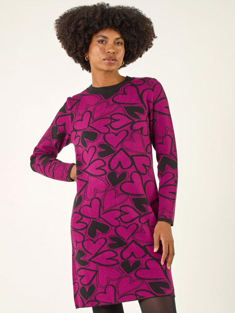 Buy Roman Purple Jacquard Heart Knit Dress from the Next UK online shop