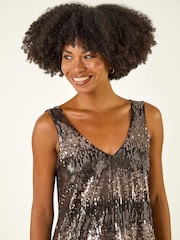 Roman Chrome Metallic Sequin V-Neck Vest Top - Image 4 of 5