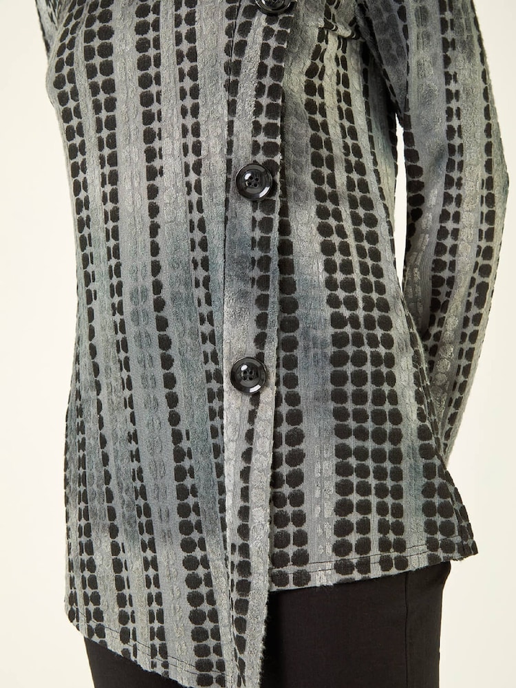 Roman Grey Cowl Neck Buttoned Tunic Top - Image 5 of 5 Roman Grey Cowl Neck Buttoned Tunic Top - Image 5 of 5