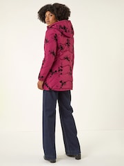 Roman Red Floral Flock Padded Coat - Image 3 of 5
