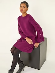 Roman Pink Buttoned Knit Dress - Image 1 of 5