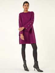 Roman Pink Buttoned Knit Dress - Image 2 of 5