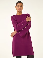 Roman Pink Buttoned Knit Dress - Image 4 of 5