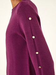 Roman Pink Buttoned Knit Dress - Image 5 of 5