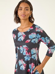 Vestido con estampado floral y bajo estilo pañuelo de Roman - Imagen 4 de 5
