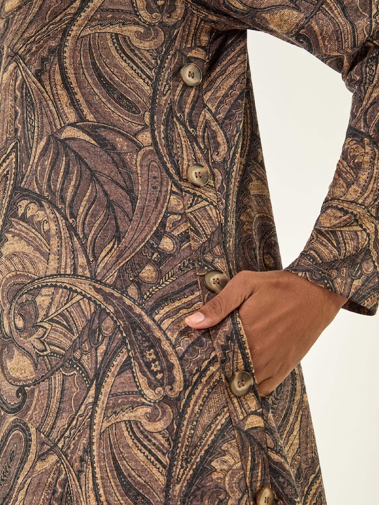 Roman Brown Paisley Pocket Swing Dress - Image 5 of 5 Roman Brown Paisley Pocket Swing Dress - Image 5 of 5