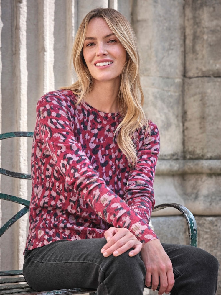 Pure Collection Print Crew Neck Jumper - Image 1 of 3 Pure Collection Print Crew Neck Jumper - Image 1 of 3