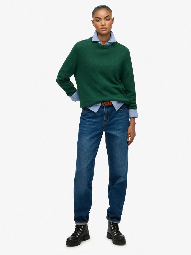 Superdry Green Slouchy Knitted Crew Jumper - Image 2 of 4