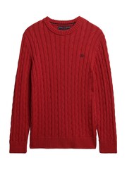 Superdry Red Cotton Cable Knit Crew Jumper - Image 5 of 5