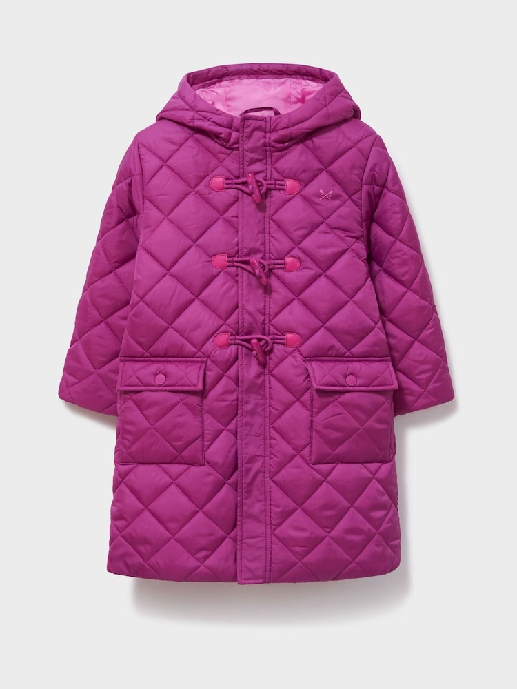 Crew Clothing Pink Quilted Longline Toggle Coat - Image 1 of 3
