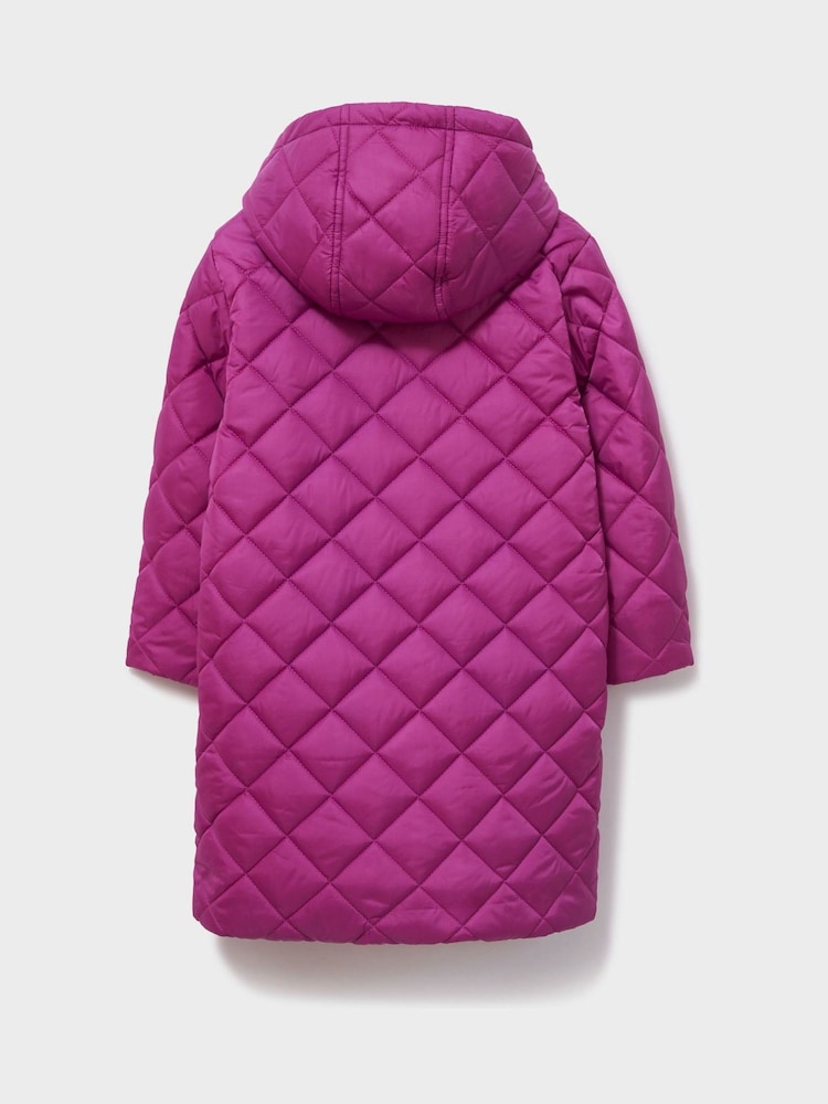 Crew Clothing Pink Quilted Longline Toggle Coat - Image 2 of 3