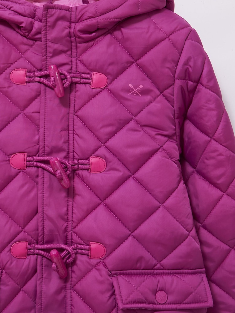 Crew Clothing Pink Quilted Longline Toggle Coat - Image 3 of 3
