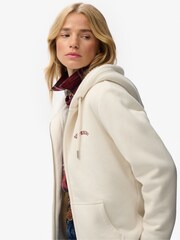 Superdry White Borg Lined Zip Hoodie - Image 4 of 6