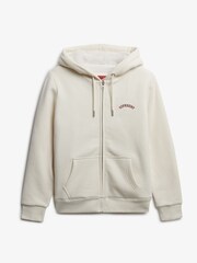 Superdry White Borg Lined Zip Hoodie - Image 5 of 6