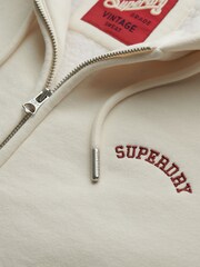Superdry White Borg Lined Zip Hoodie - Image 6 of 6