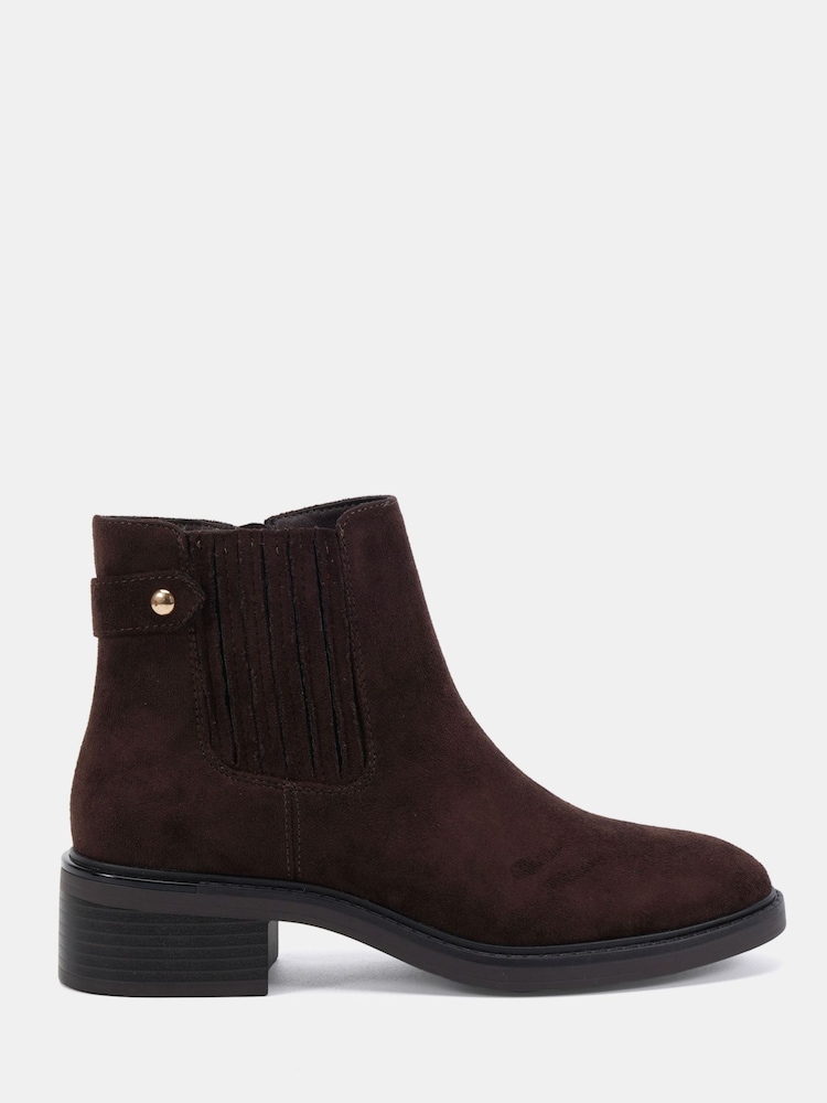 Novo Chocolate Brown Wide Fit Darlina Flat Chelsea Ankle Boots - Image 2 of 6 Novo Chocolate Brown Wide Fit Darlina Flat Chelsea Ankle Boots - Image 2 of 6