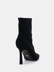 Novo Black Kiss Point Toe Stiletto Stretch Ankle Boots - Image 4 of 6