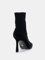 Novo Black Chrome Kiss Point Toe Stiletto Stretch Ankle Boots - Image 4 of 6