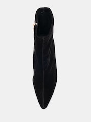 Novo Black Chrome Kiss Point Toe Stiletto Stretch Ankle Boots - Image 5 of 6