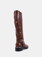 Novo Brown Goa Buckle Ring Detail Knee High Stretch Boots - Image 4 of 6