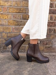Novo Chocolate Brown Jemma Chelsea Cleated Unit Ankle Boots - Image 1 of 6