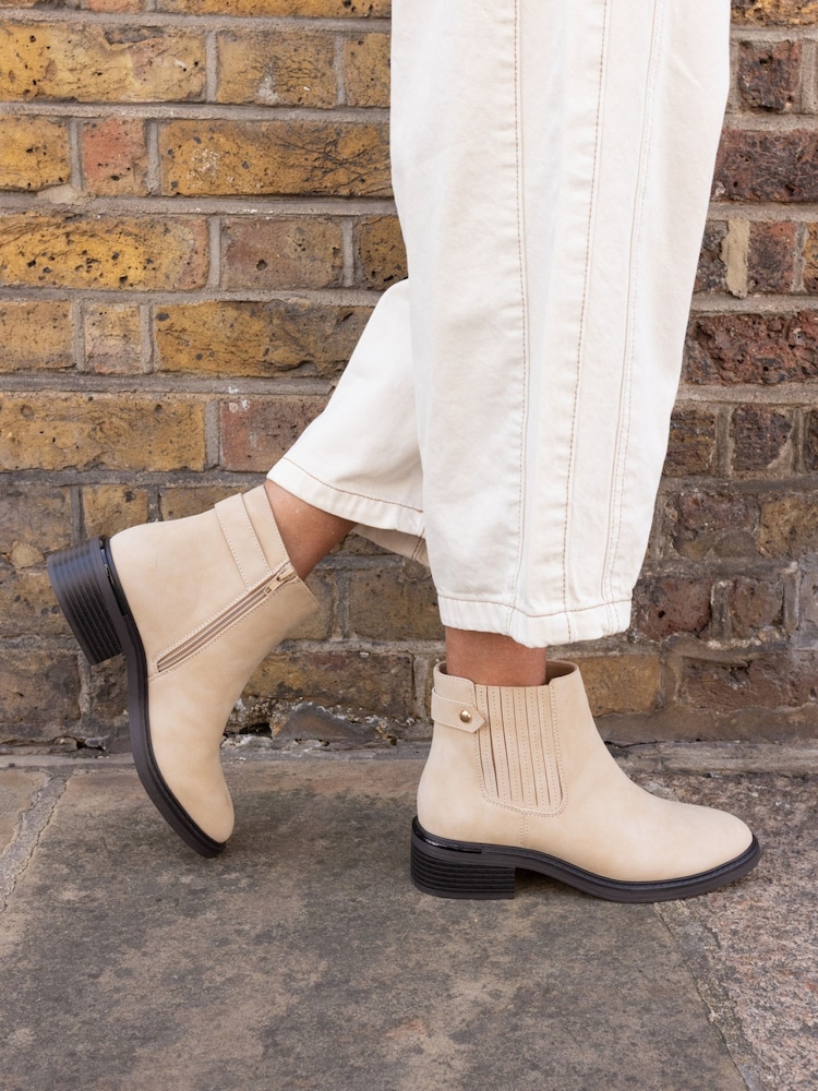 Novo Cream Dove Wide Fit Darlina Flat Chelsea Ankle Boots - Image 1 of 6 Novo Cream Dove Wide Fit Darlina Flat Chelsea Ankle Boots - Image 1 of 6