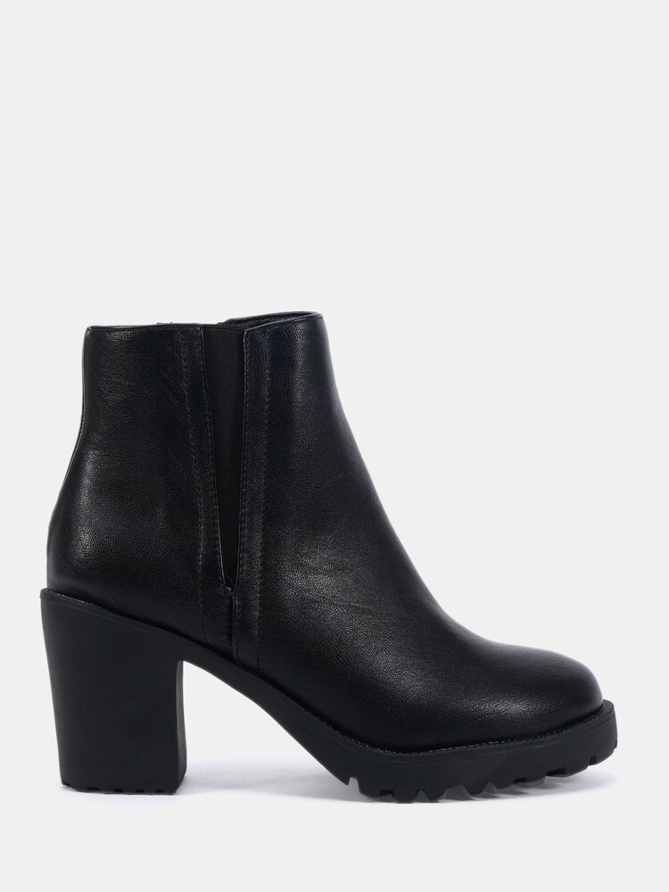 Novo Black Wide Fit Jemma Chelsea Cleated Unit Ankle Boots - Image 2 of 6 Novo Black Wide Fit Jemma Chelsea Cleated Unit Ankle Boots - Image 2 of 6