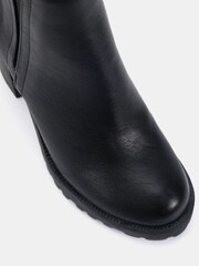 Novo Black Wide Fit Jemma Chelsea Cleated Unit Ankle Boots - Image 5 of 6