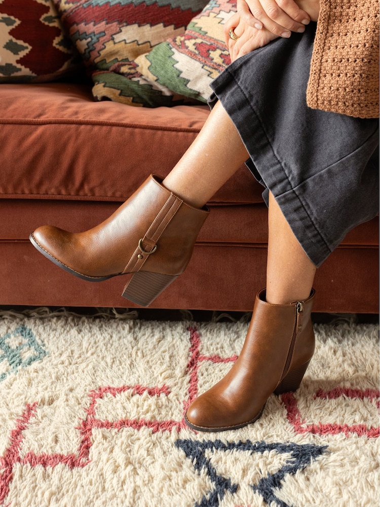 Novo Natural Juliette Hardware Heeled Ankle Boots - Image 1 of 6 Novo Natural Juliette Hardware Heeled Ankle Boots - Image 1 of 6