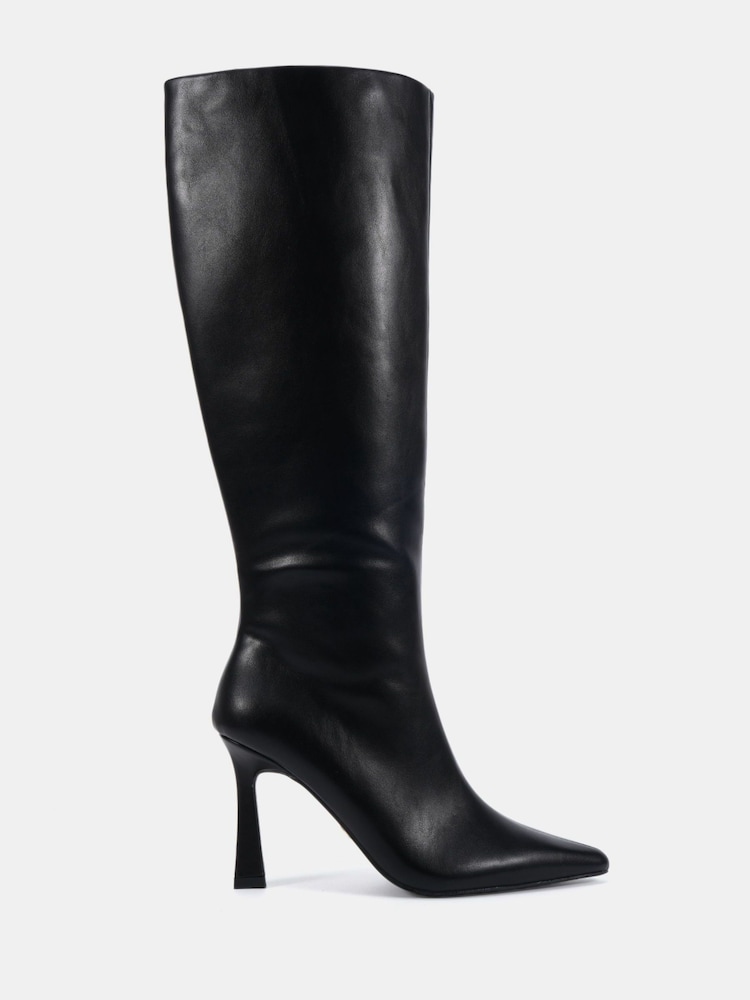 Novo Black Wide Fit Galaxy Point Toe Stiletto Stretch Knee Boots - Image 2 of 5 Novo Black Wide Fit Galaxy Point Toe Stiletto Stretch Knee Boots - Image 2 of 5