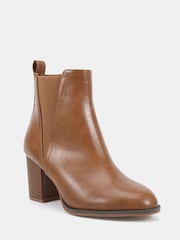 Novo Brown Standard Fit Wide Fit Jessie Block Heel V Chelsea Ankle Boots - Image 2 of 5