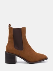 Natural medio - Novo Wide Fit Jessie Block Heel V Chelsea Ankle Boots - Imagen 1 de 5