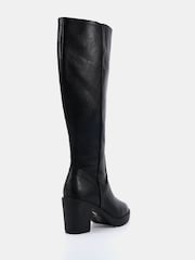 Novo Black Wide Fit Genie Block Heel Cleated Unit Stretch Knee Boots - Image 2 of 6