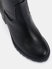 Novo Black Wide Fit Genie Block Heel Cleated Unit Stretch Knee Boots - Image 5 of 6