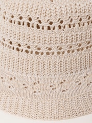 FatFace Cream Crochet Bucket Hat - Image 2 of 2