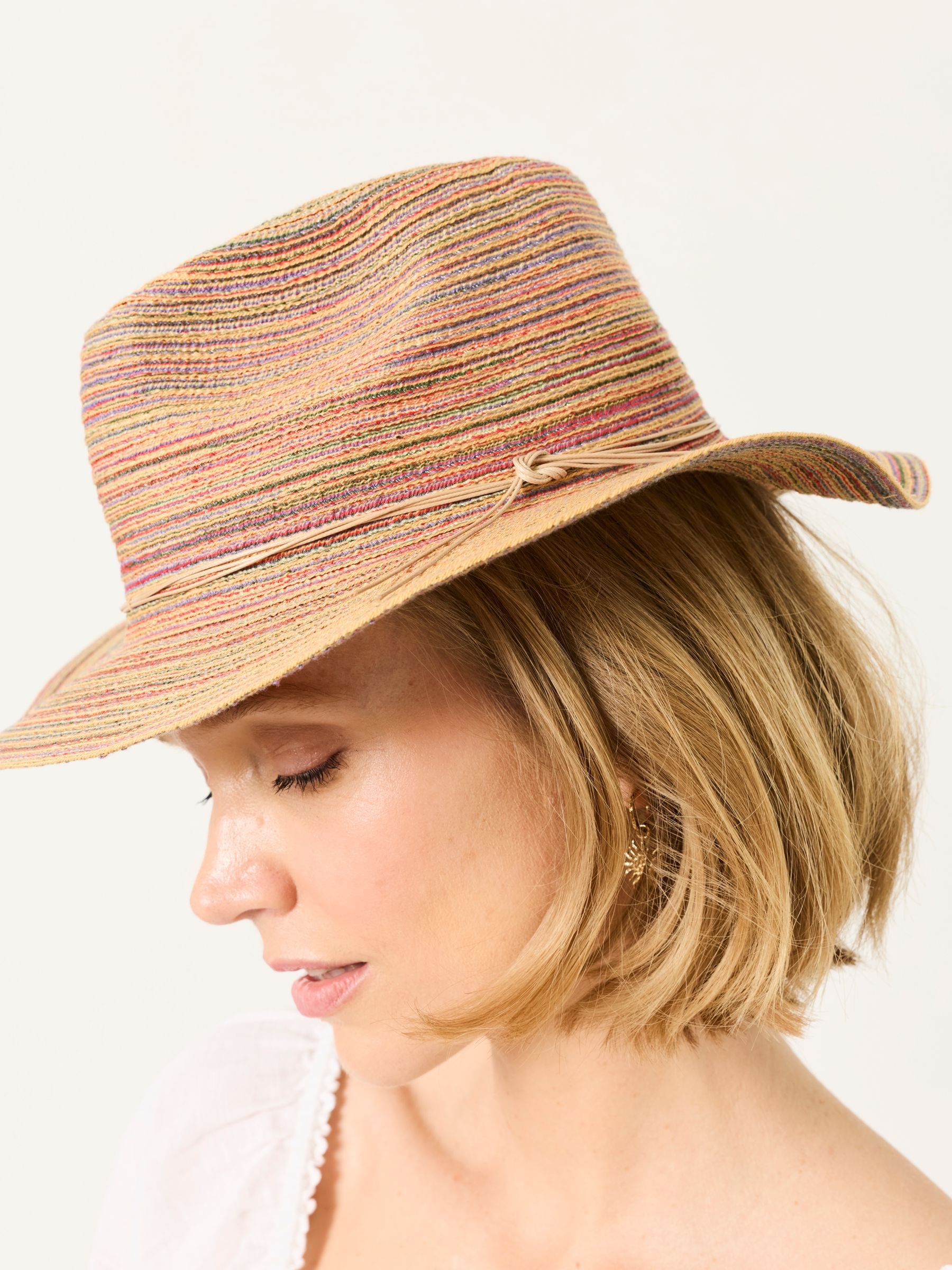 Fat Face Fedora Hat - Straw Effect - Natural