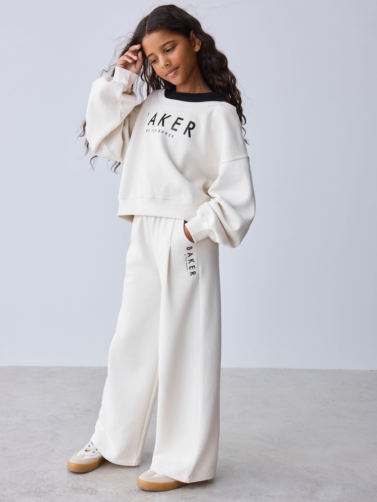 Baker by Ted Baker Stone Off-The-Shoulder Sweat & Wide Leg Jogger Set 2 Piece - Image 1 of 12 Baker by Ted Baker Stone Off-The-Shoulder Sweat & Wide Leg Jogger Set 2 Piece - Image 1 of 12