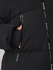 Baker by Ted Baker Black Shower Resistant Longline Padded Coat - Image 10 of 11