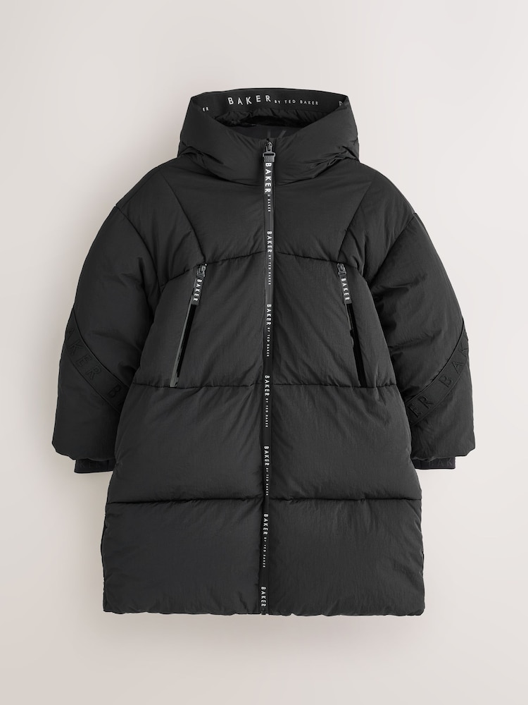 Baker by Ted Baker Black Shower Resistant Longline Padded Coat - Image 11 of 11