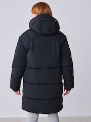 Baker by Ted Baker Black Shower Resistant Longline Padded Coat - Image 2 of 7