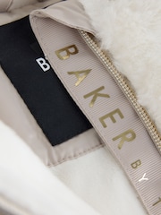Baker by Ted Baker Cream Shower Resistant Fur Mix Padded Snowsuit - Image 12 of 14