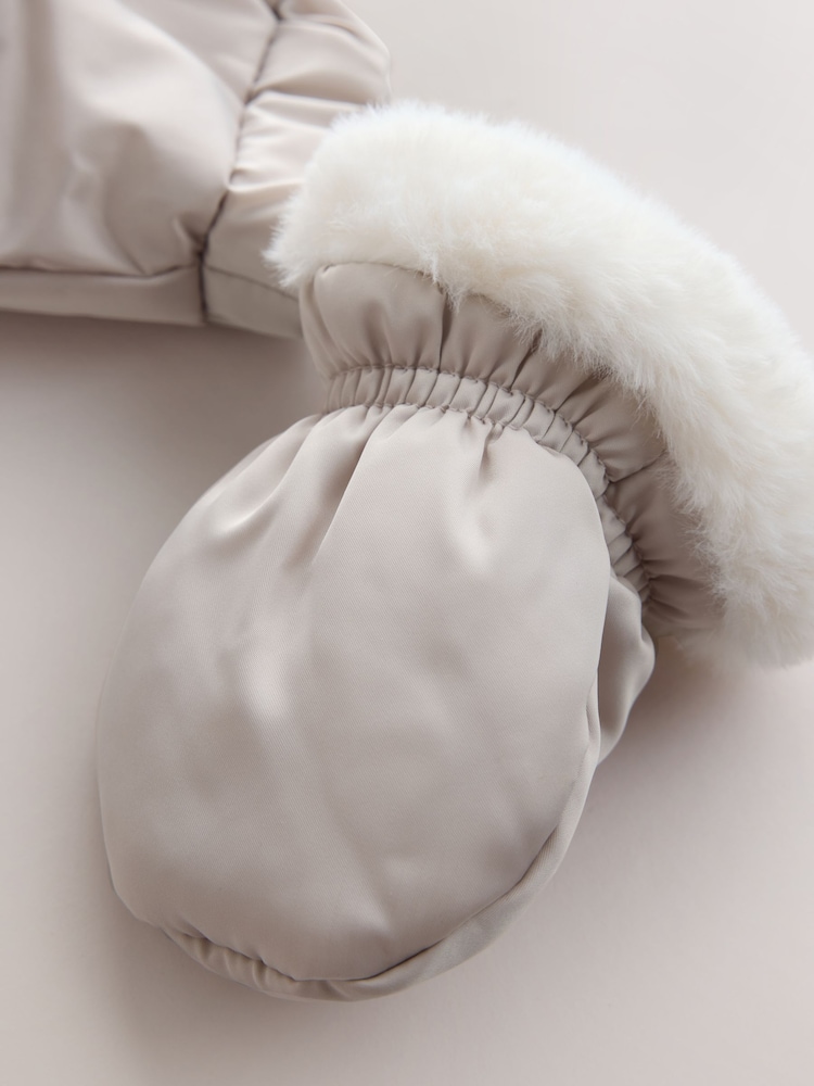Baker by Ted Baker Cream Shower Resistant Fur Mix Padded Snowsuit - Image 14 of 14