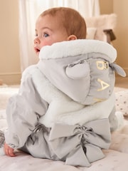 Baker by Ted Baker Cream Shower Resistant Fur Mix Padded Snowsuit - Image 3 of 14