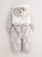 Baker by Ted Baker Cream Shower Resistant Fur Mix Padded Snowsuit - Image 6 of 14