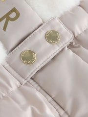Baker by Ted Baker Cream Shower Resistant Fur Mix Padded Snowsuit - Image 8 of 14